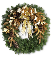 Glitter & Gold Wreath from In Full Bloom in Farmingdale, NY